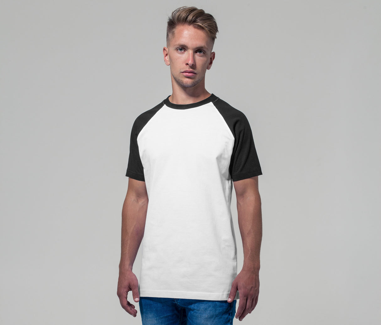BUILD YOUR BRAND RAGLAN CONTRAST TEE