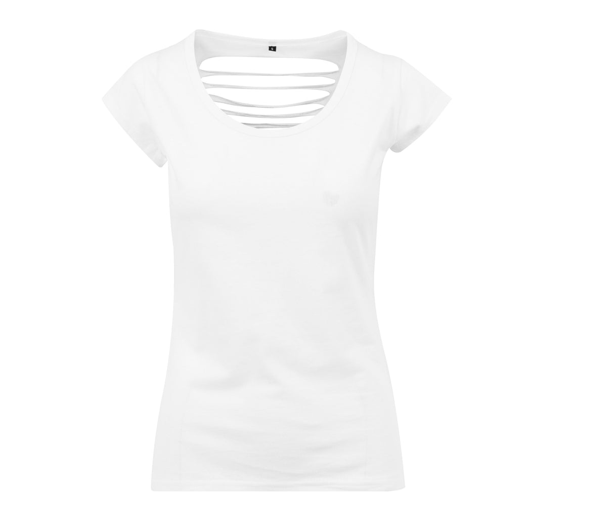 BUILD YOUR BRAND LADIES BACK CUT TEE
