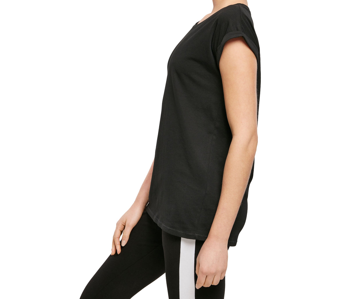 BUILD YOUR BRAND LADIES ORGANIC EXTENDED SHOULDER TEE