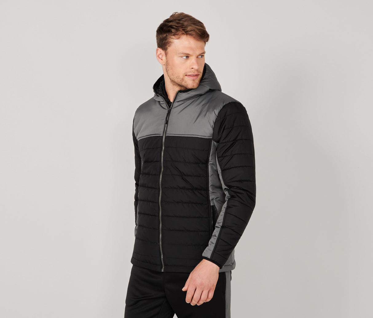 FINDEN HALES HOODED CONTRAST PUFFER JACKET