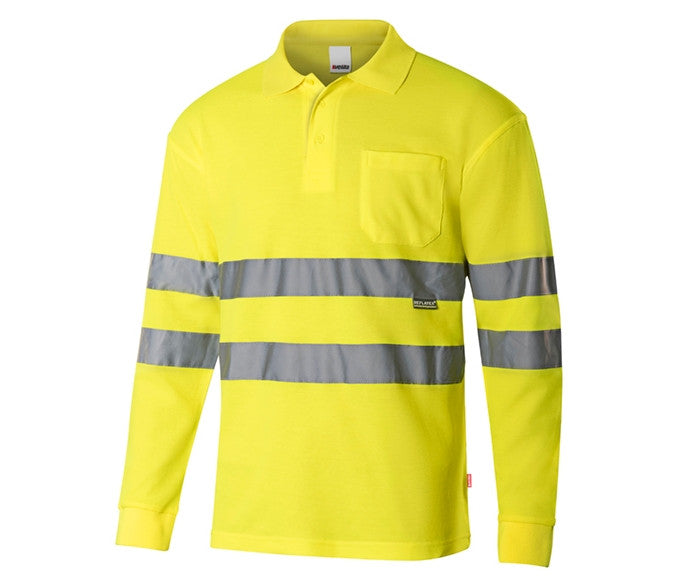 VELILLA HIGH VISIBILITY LS COTTON POLO SHIRT