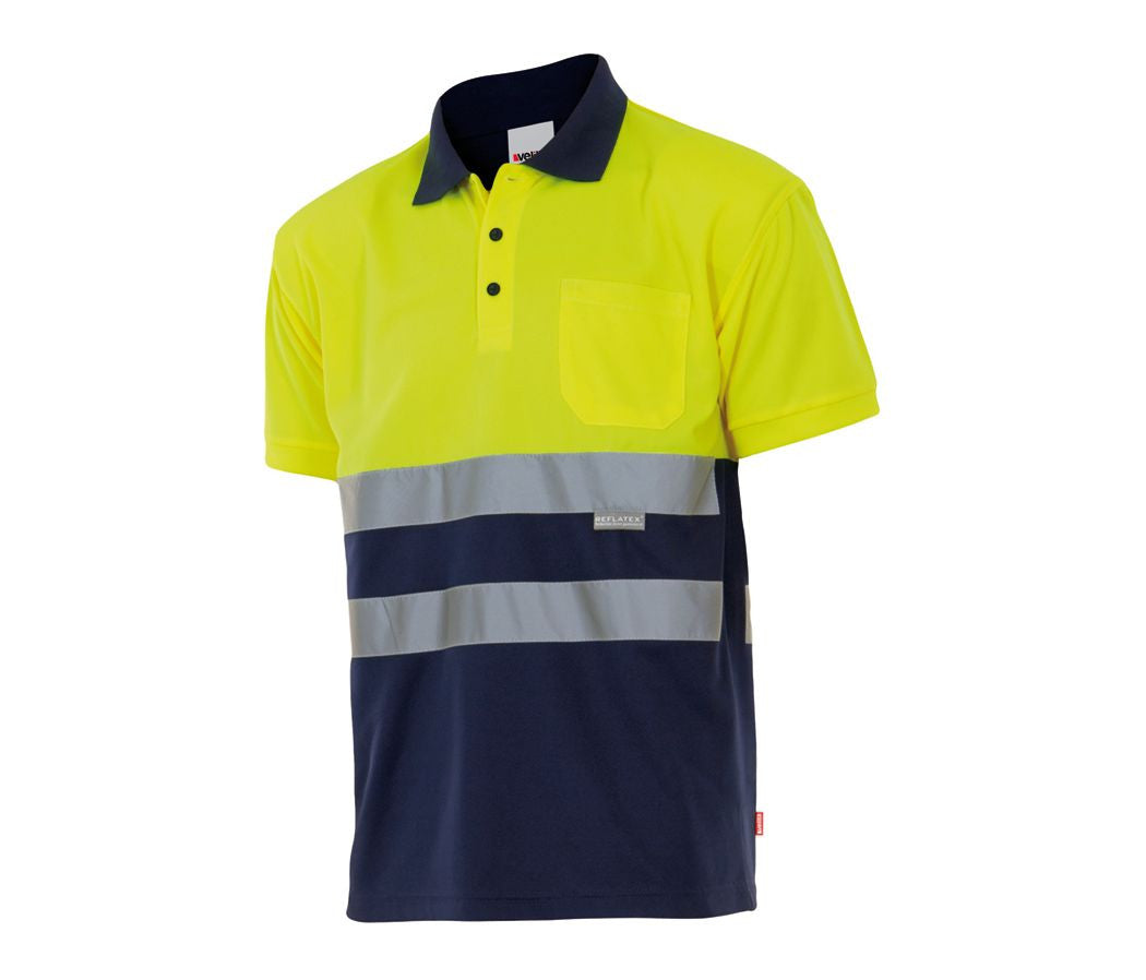 VELILLA TWO-TONE HIGH VISIBILITY SHORT SLEEVE POLO SHIRT