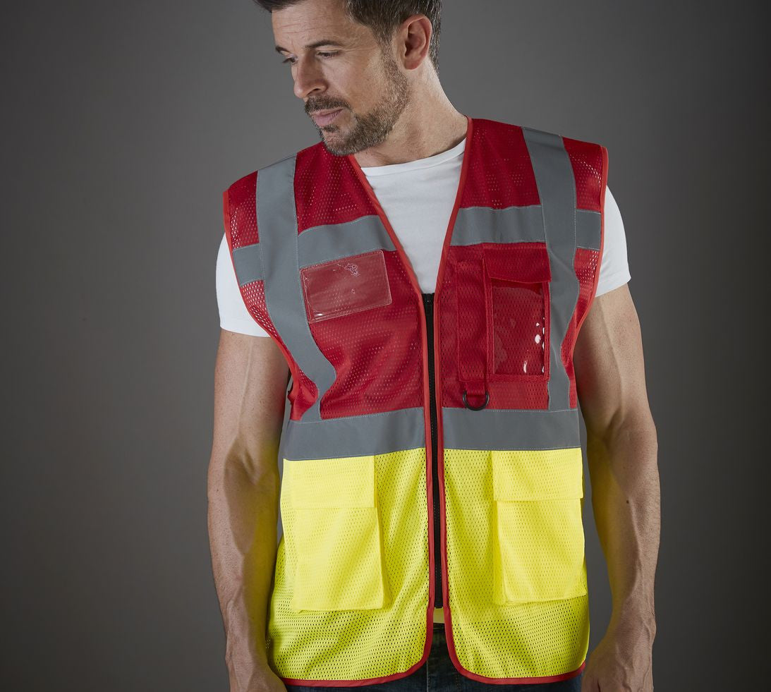 YOKO HI-VIS TOP COOL RECYCLED OPEN MESH EXECUTIVE WAISTCOAT