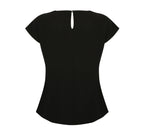 HENBURY LADIES PLEAT FRONT S/S BLOUSE