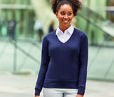 LADIES' V-NECK KNITTED SWEATER