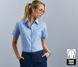 RUSSELL COLLECTION LADIES' SHORT SLEEVE TAILORED OXFORD SHIRT