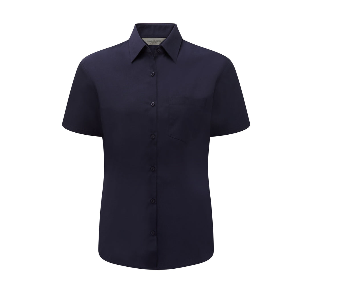 RUSSELL COLLECTION LADIES' SHORT SLEEVE CLASSIC POLYCOTTON POPLIN SHIRT