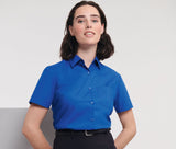 RUSSELL COLLECTION LADIES' SHORT SLEEVE CLASSIC POLYCOTTON POPLIN SHIRT