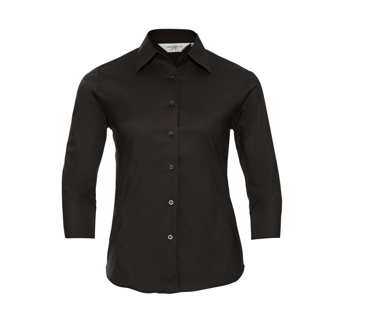 RUSSELL COLLECTION LADIES' 3/4 SLEEVE FITTED STRETCH SHIRT