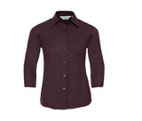 RUSSELL COLLECTION LADIES' 3/4 SLEEVE FITTED STRETCH SHIRT