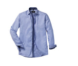 RUSSELL COLLECTION MEN'S LONG SLEEVE TAILORED CONTRAST HERRINGBONE SHIRT