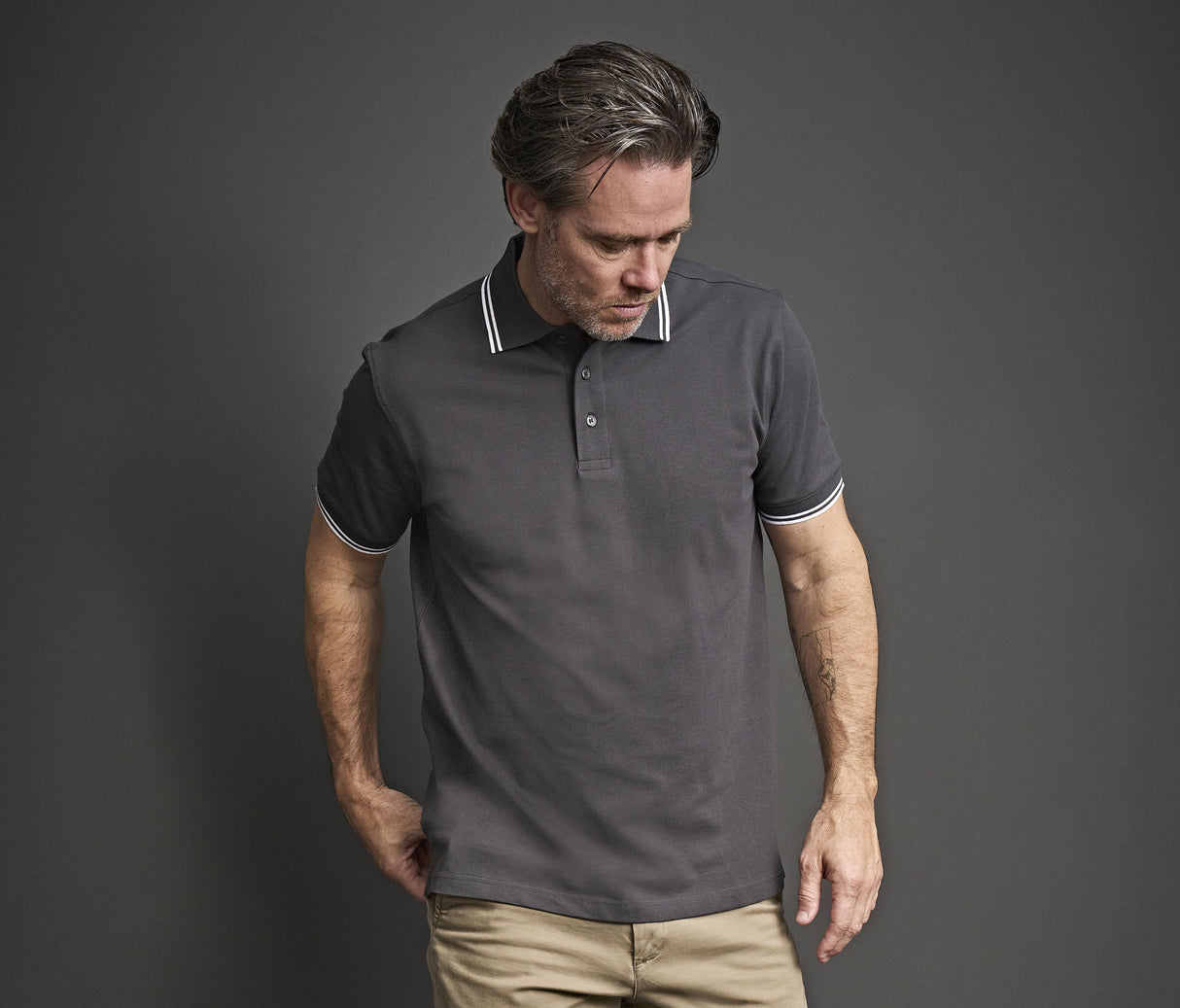 TEE JAYS LUXURY STRIPE STRETCH POLO
